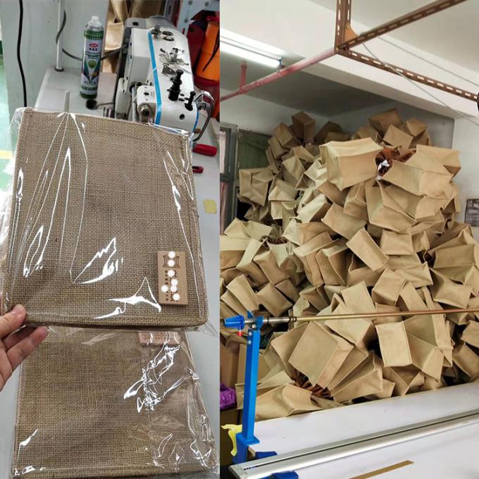 modelo modificado para requisitos particulares en el lado o en la bolsa de asas cosmética que hace compras del poliéster del yute de lino al por mayor delantero del cáñamo