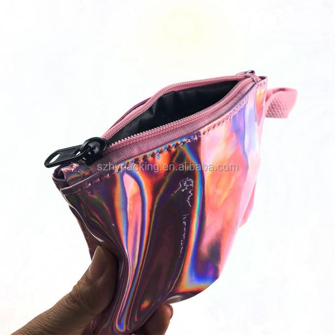 bolso cosmético olográfico de la PU del holograma de encargo al por mayor de la moda