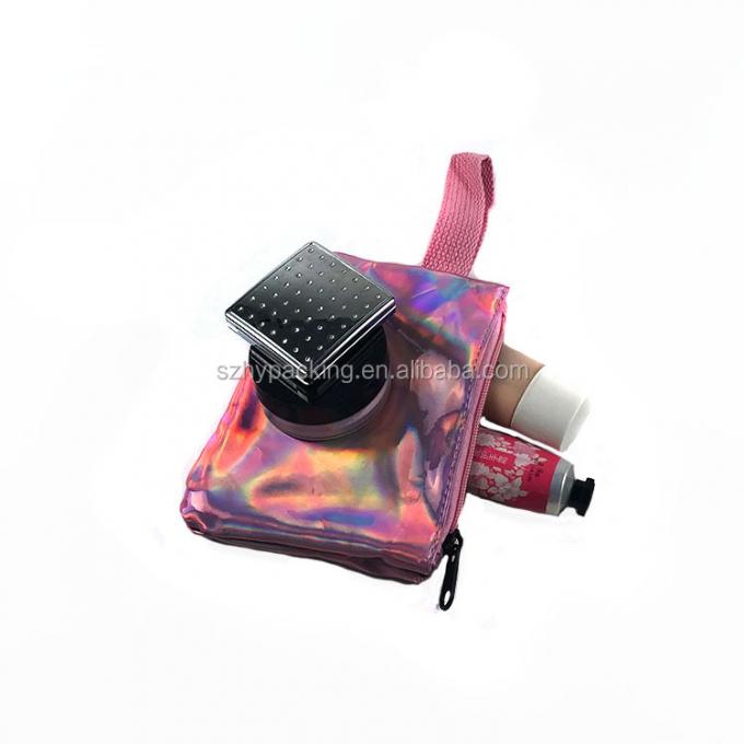 bolso cosmético olográfico de la PU del holograma de encargo al por mayor de la moda