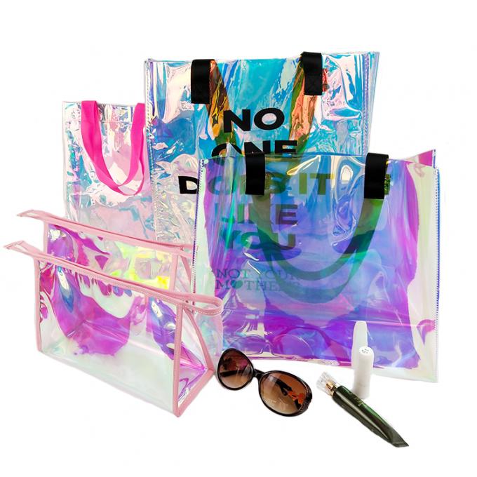 bolso que hace compras de 2014 de las mujeres de la moda del holograma del laser del pvc de la playa mujeres olográficas al por mayor del totalizador