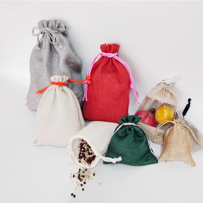bolsos de secuencia de lino de la lona de algodón de la fábrica del terciopelo del yute colorido de encargo del satén con la sola secuencia del doble de la secuencia