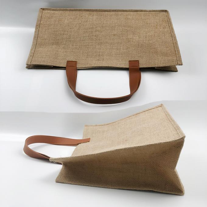 Bolso de lino orgánico respetuoso del medio ambiente al por mayor de la manija de la playa de la arpillera de las compras del yute del cáñamo de la promoción del cubo de encargo de la moda