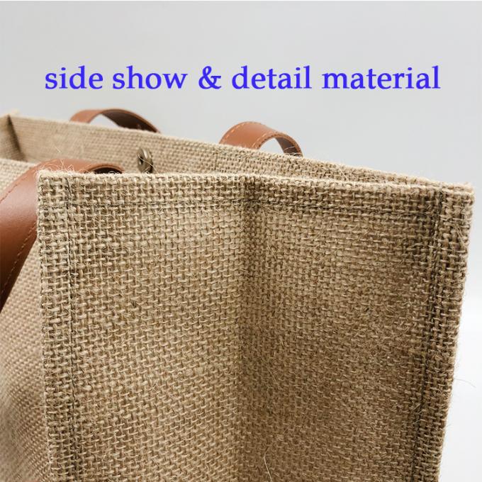 Bolso de lino orgánico respetuoso del medio ambiente al por mayor de la manija de la playa de la arpillera de las compras del yute del cáñamo de la promoción del cubo de encargo de la moda