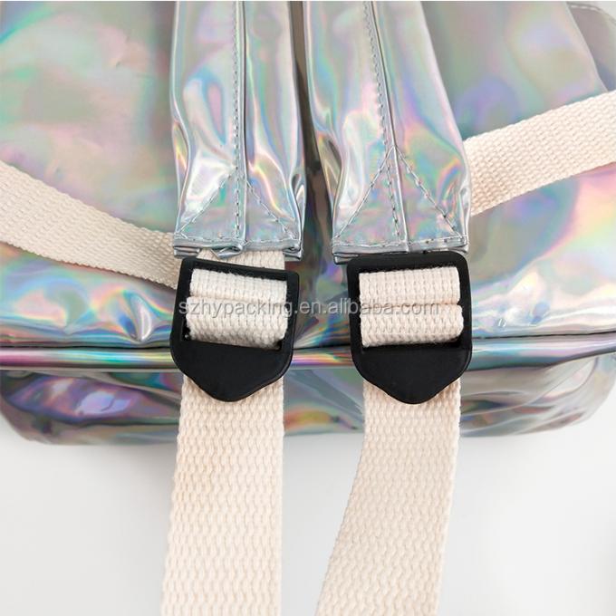 Mochila olográfica del bolso del holograma del laser de la PU de la moda de la fábrica que hace compras del cuero de la escuela de encargo del viaje